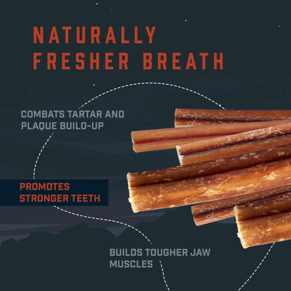 12-Inch All-Natural Bully Sticks (8 Oz./~5 Sticks) - Healthy, Low Odor Dog Chew Treats - Mixed Thickness, Lab-Tested, Hand-Inspected, and Packaged in the USA - High Protein Dog Treats