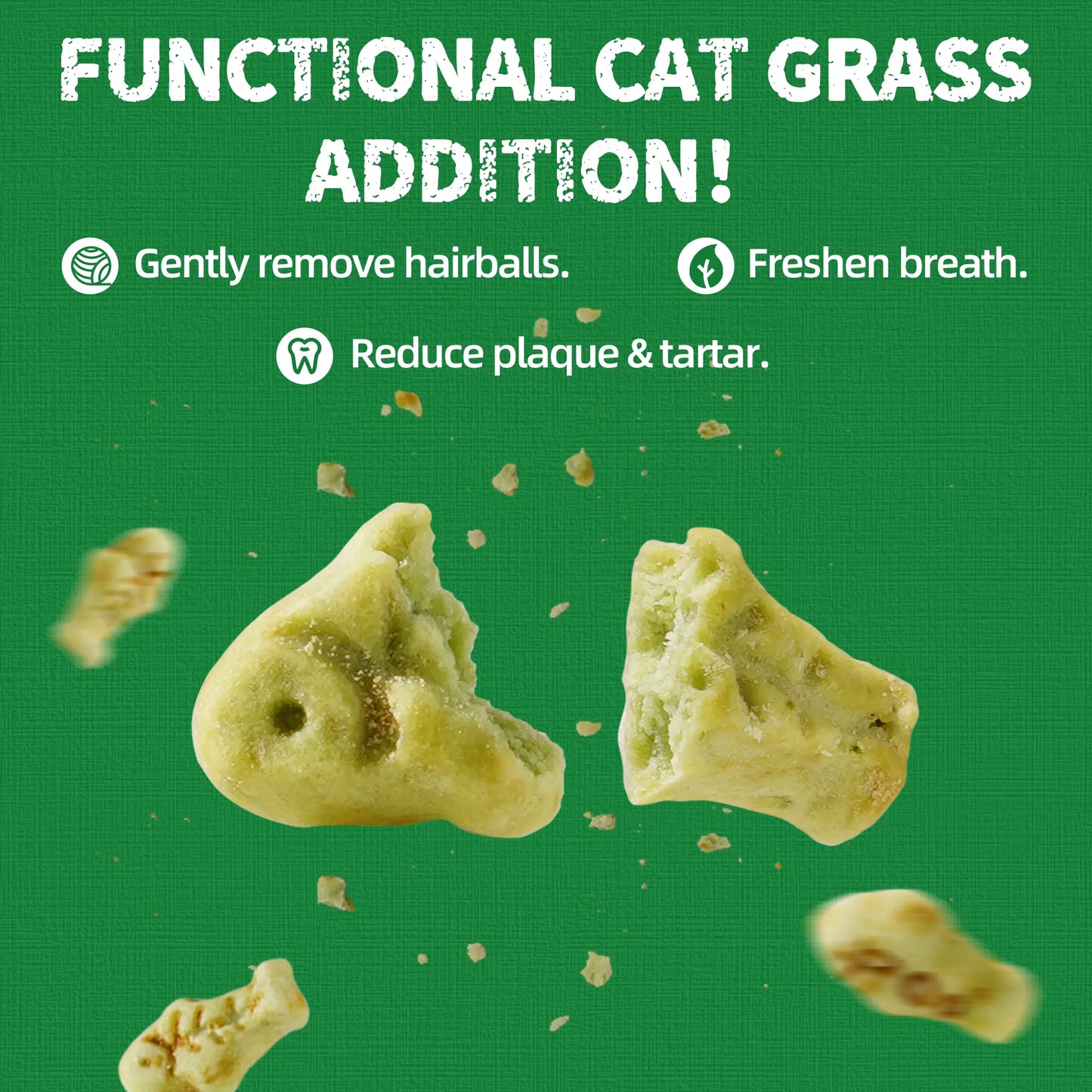 Petlovers Natural Salmon Flavor Cat Grass Treats - 13.4 OZ Healthy Snacks for Dental and Hairball Control, Ideal for Training