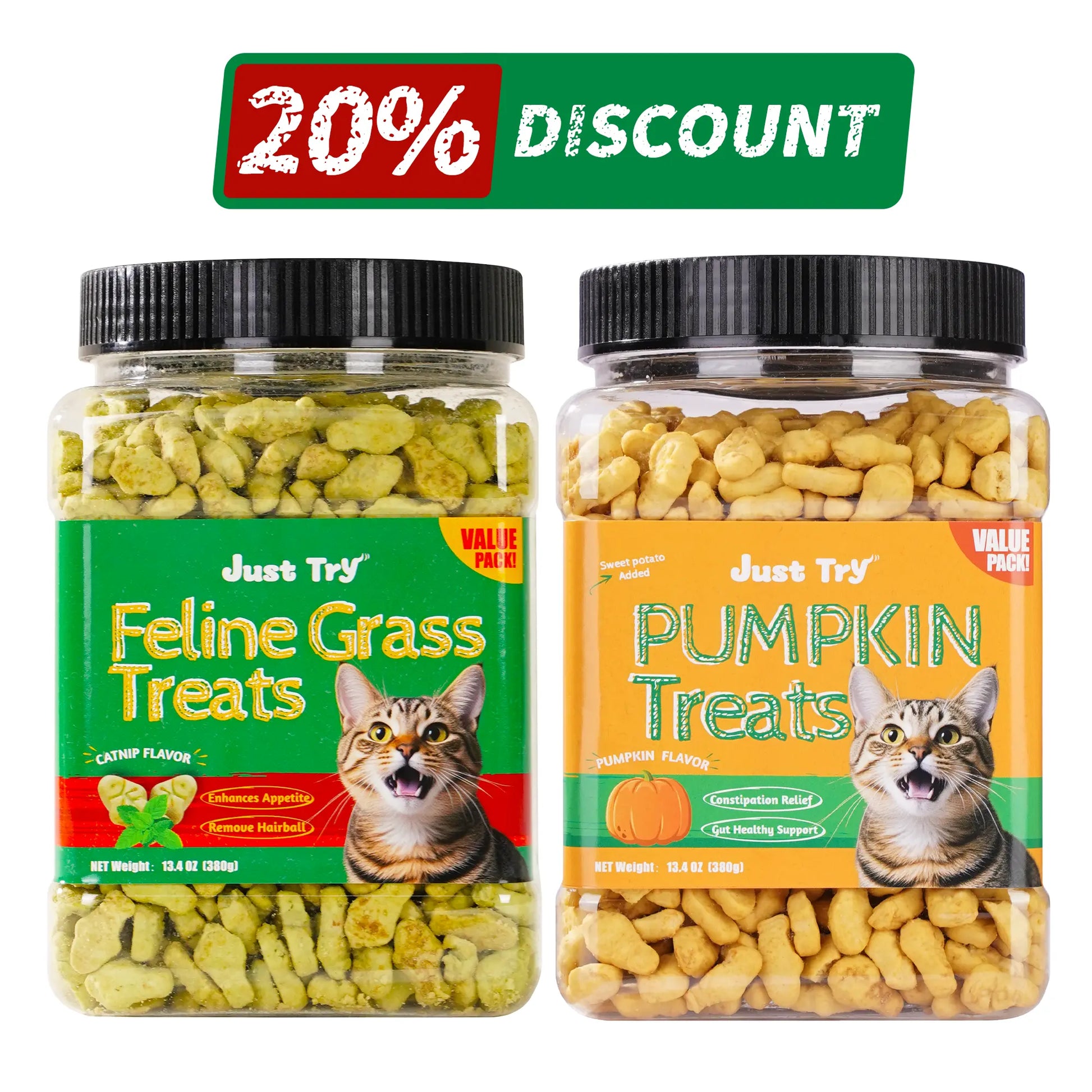 Petlovers Natural Salmon Flavor Cat Grass Treats - 13.4 OZ Healthy Snacks for Dental and Hairball Control, Ideal for Training