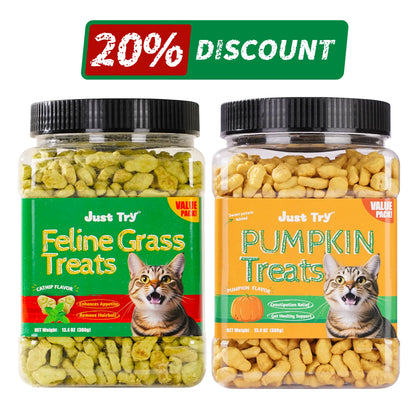 Petlovers Natural Salmon Flavor Cat Grass Treats - 13.4 OZ Healthy Snacks for Dental and Hairball Control, Ideal for Training
