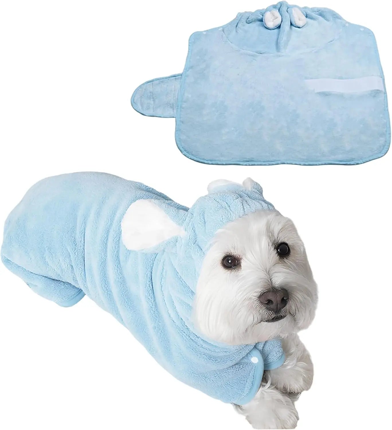 Quick-Drying Dog Bathrobe, Dog Bath Robe with Hood,Pet Dressing Gown with Adjustable Belly Band, Super-Absorbent Super-Soft Fabric,Quick Dry Dog Bathrobe for Small Medium Dogs & Cats,Reduces Drying Time
