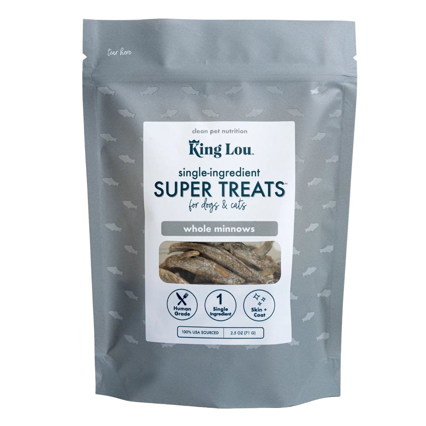 King Lou Whole Minnows - Freeze-Dried Raw Snack for Dogs and Cats, 100% USA Sourced, Human Grade, Single Ingredient Natural Treats