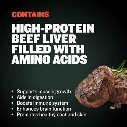 Bully Max Premium High-Protein Beef Baked Dog Treats for Puppies and Adults - 32% Protein, Real Meat, Vegetables, and BCAAs - 400g Bag