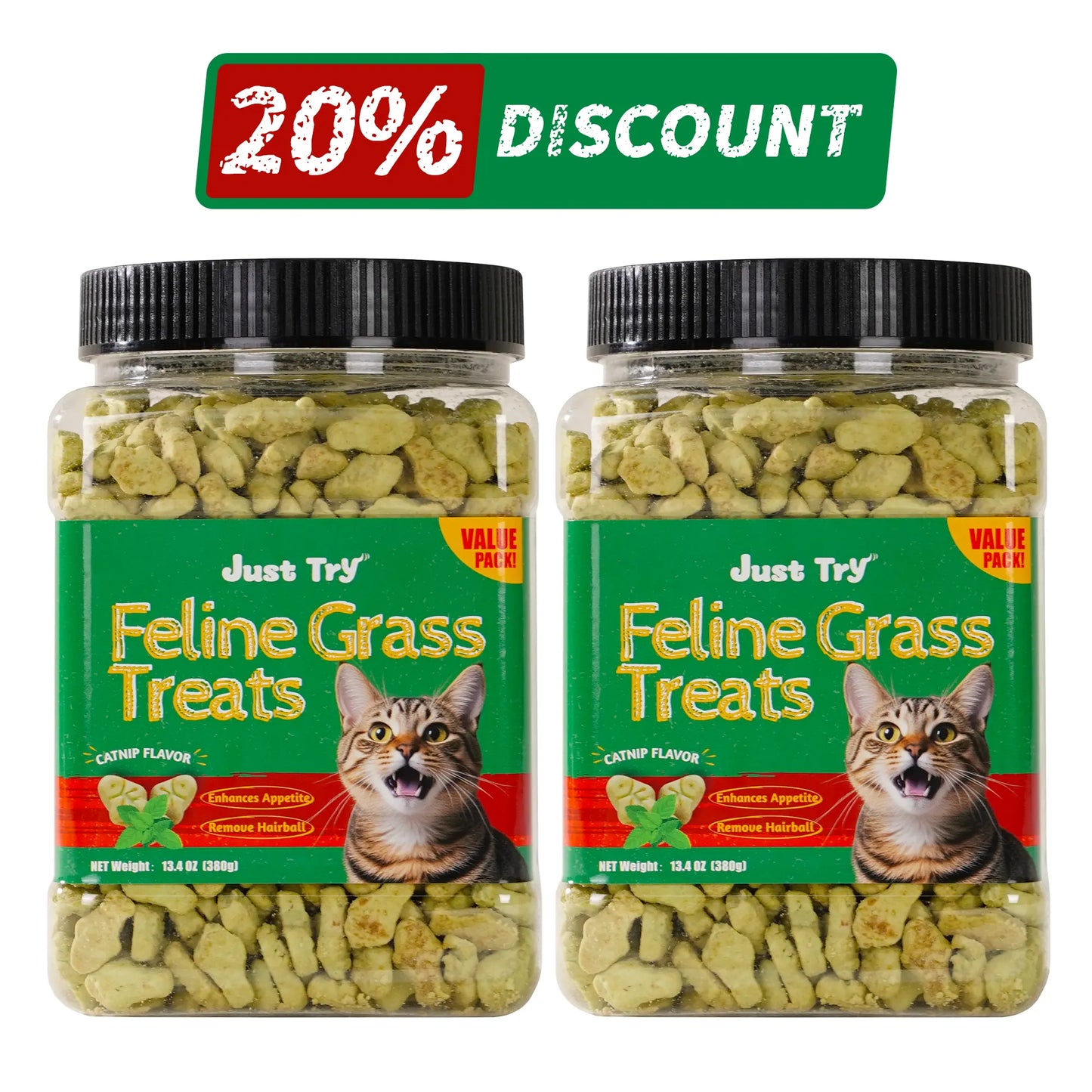 Petlovers Natural Salmon Flavor Cat Grass Treats - 13.4 OZ Healthy Snacks for Dental and Hairball Control, Ideal for Training