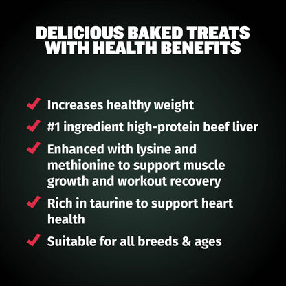Bully Max Premium High-Protein Beef Baked Dog Treats for Puppies and Adults - 32% Protein, Real Meat, Vegetables, and BCAAs - 400g Bag